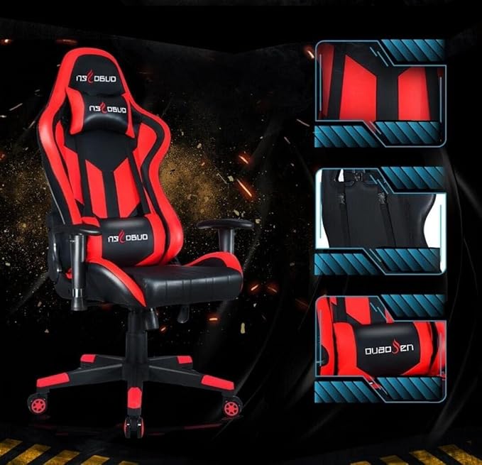 Gaming Chair Racing Style High Back Ergonomic PU Leather Swivel Chair with Headrest &amp Lumbar Support for Home Office(Blue)
