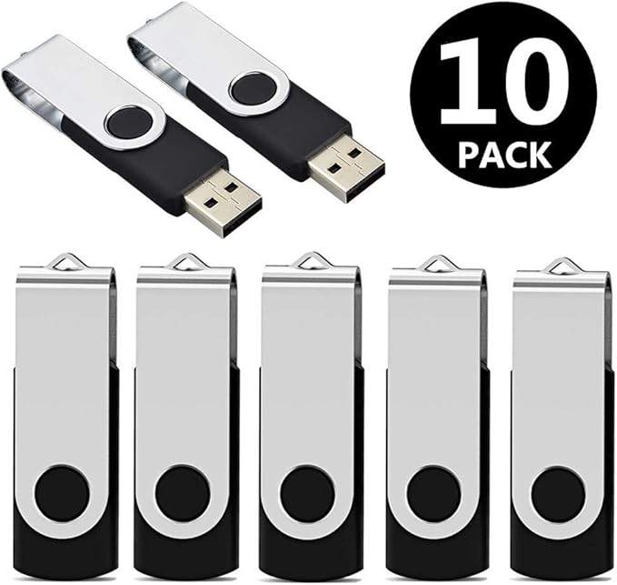 Aiibe 32GB USB Flash Drives Thumb Drive 10 Pack Bulk 32 GB Flash Drive USB 2.0 Memory Sticks Swivel Jump Zip Drives (32GB 10 Pack Black)