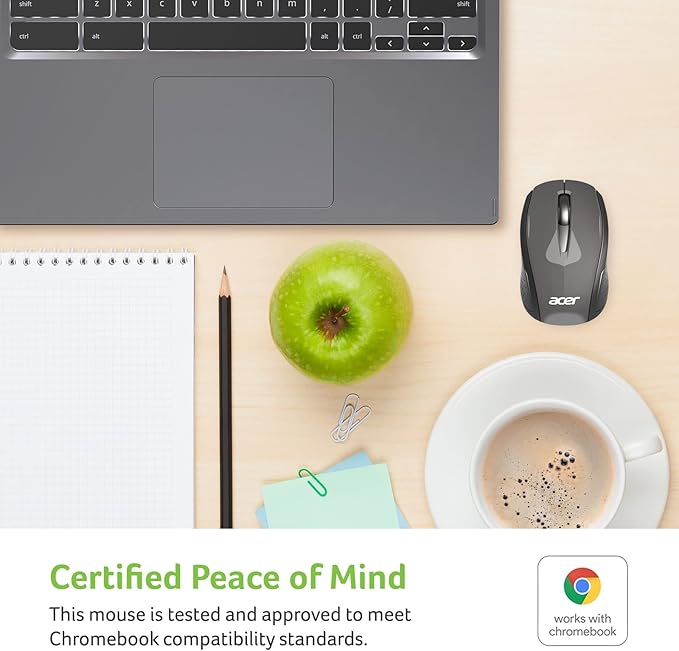 Acer RF Wireless Mouse (Gray/Black) Works with Chromebook with USB Plug and Play for Right/Left Handed Users (for Chromebooks Windows PC &amp Mac)