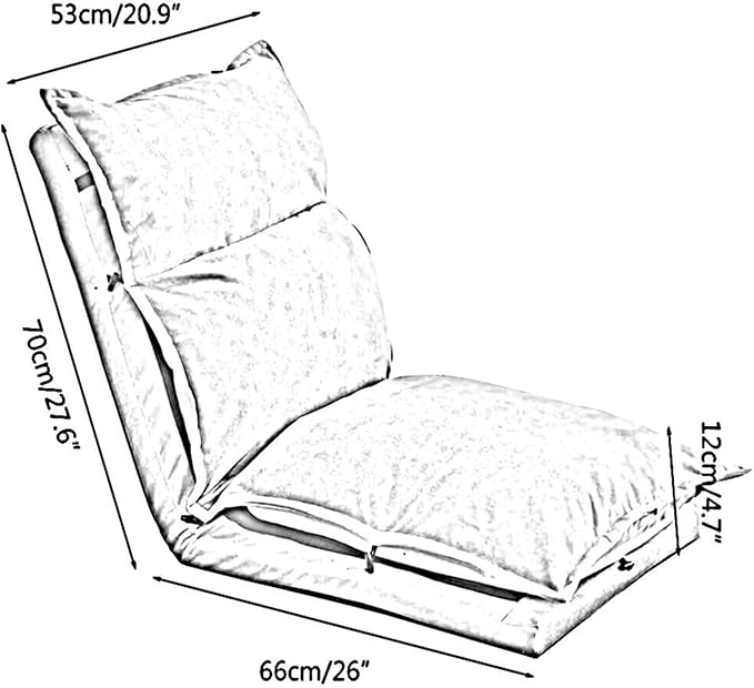 ELEFOCUS Folding Sofa Chair Folding Floor Chair 5-Speed Backrest Adjustment Balcony Lounge Chair Fabric Removable and Washable(Beige)