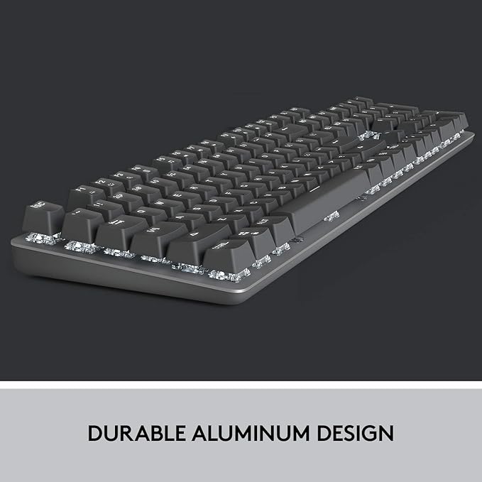 Logitech K845 Mechanical Illuminated KeyboardMechanical Switches Strong Adjustable Tilt Legs Full Size Aluminum Top Case 104 Keys USB Corded Windows (TTC Blue Switches)