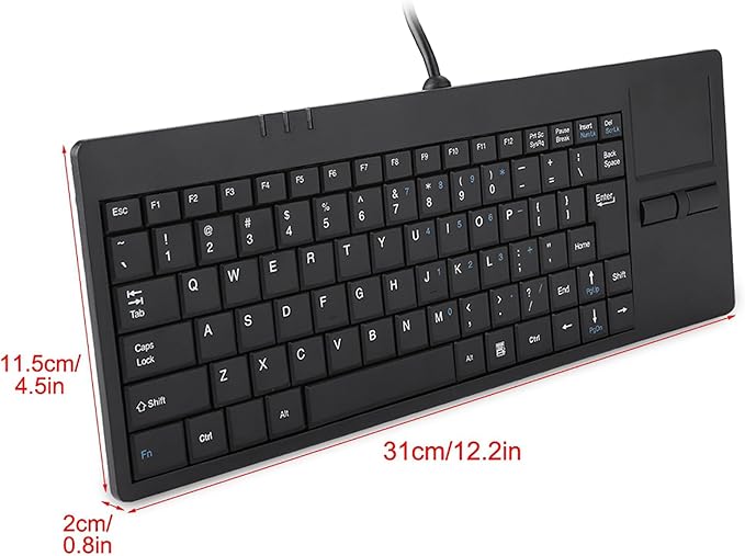 USB Touchpad Keyboard - Mini Design with Stable USB HUB Port 86-Key Wired Keyboard with Built-in Trackpad for Enhanced Stability and Connectivity