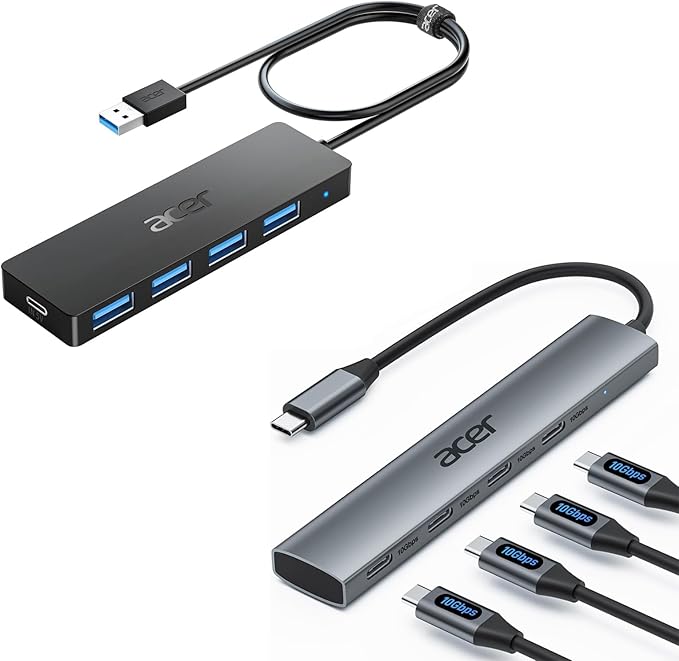 Acer USB Hub 4 Ports Bundle with Acer 10Gbps USB C Hub