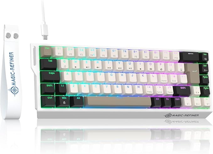 ZIYOU LANG X Magic-Refiner X68HE 8KHz Rapid Trigger Mechanical Gaming Keyboard60% WiredHall Effect Magnetic SwitchAdjustable ActuationRGB BacklitSnap Tap RGB Backlit for PC/Mac Cheese White