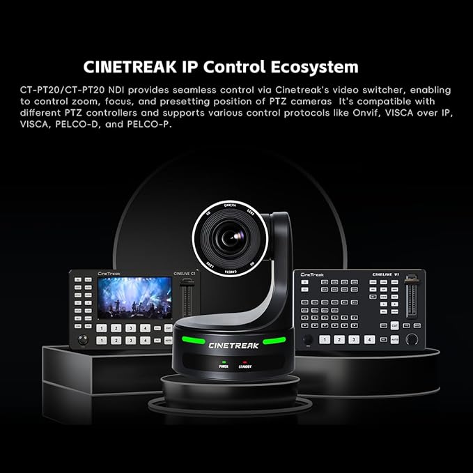 20x PTZ Camera 1080p HD with 20X Optical ZoomVideo Conference CameraLive Streaming for Church WorshipUSB HDMI IP POE PowerCompatible Video Switcher