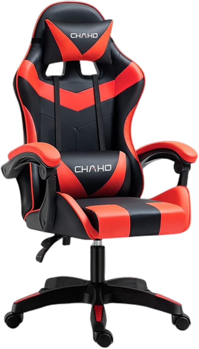 Gaming ChairGamer Chair for AdultsBig and Tall Gaming Chair 200lb CapacityGaming Chairs for TeensGaming Computer Chair with Headrest and Lumbar Support (RedV-Style)