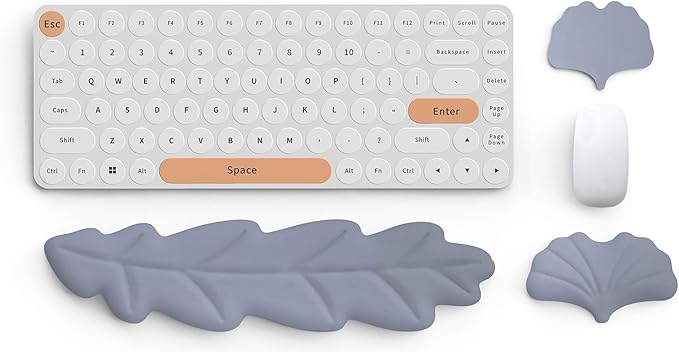 Leather Keyboard Wrist Rest Set Wrist Rest for Keyboard and MouseWrist Rest with Non-Slip PU Base Comfortable Memory Foam Ergonomic Wrist Support Pad Arm Cushion for Computer Laptop Mac Grey Blue