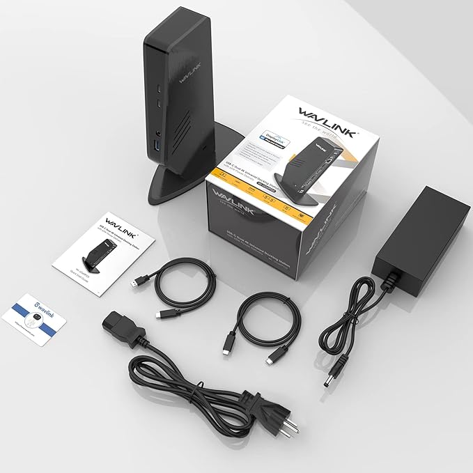 WAVLINK USB 3.0 and USB-C Universal Laptop Docking Station with 65W Dual Monitor Docking Station for Windows or Mac 4K HDMI (2 HDMI2 Display Ports3 USB-A 2 USB-C Ethernet Audio&ampMic)