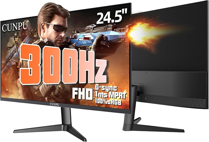 24.5 Inch 1080P 300Hz Premium Gaming Monitor for FPS Gamers AMD FreeSync &amp NVIDIA G-SYNC Compatible 1ms MPRT VA Panel HDR400 100% sRGB VESA 100x100mm