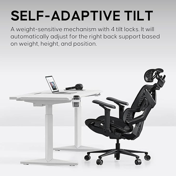 Anda Seat X-Air Ergonomic Gaming Chair - Breathable All-Mesh Office Chair with 4D Adjustable Armrests Lumbar Support &amp Headrest - 265 lbs Max Space Black
