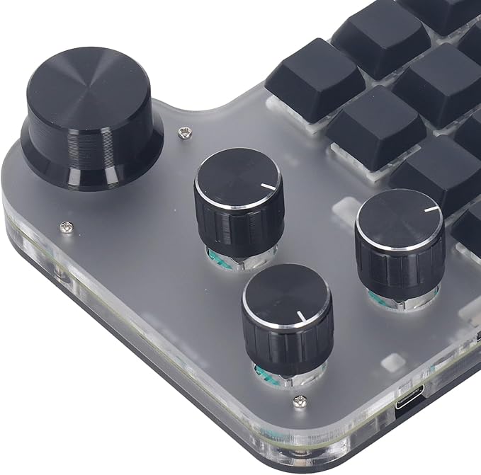 Sanpyl 12 Keys 4 Knobs Macro Programmable Keyboard Blue Switch RGB LED USB C BT 2.4G 3 Modes Gaming Macro Keypad Custom Knob KeyPad (not Included Receiver)