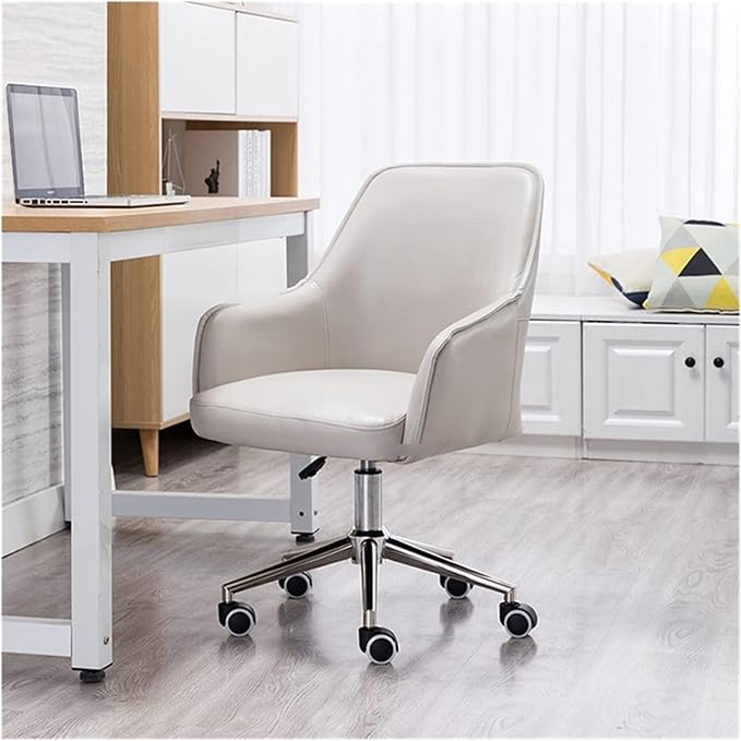 Adjustable Office Computer Chair with Armrest Leather Office Chair for Furniture Home Bedroom Study Computer Swivel Gaming(Orange)