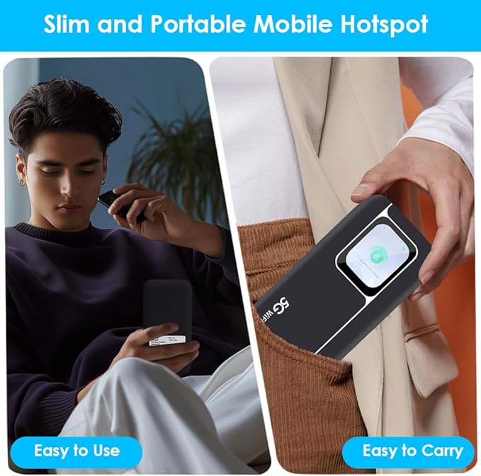 5G Band Router High Speed Mobile Hotspot 2.01 Inch Screen Portable Hotspot Mobile Hotspot Device for Travel Business Support Up to 16 Devices Large Touch Screen