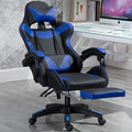 Gaming Chair with Footrest Game Seat Internet Cafe Competitive Office Computer Chair Home Recliner Adjustable Chair Headrest and Lumbar Support E-Sports Swivel ChairBlue
