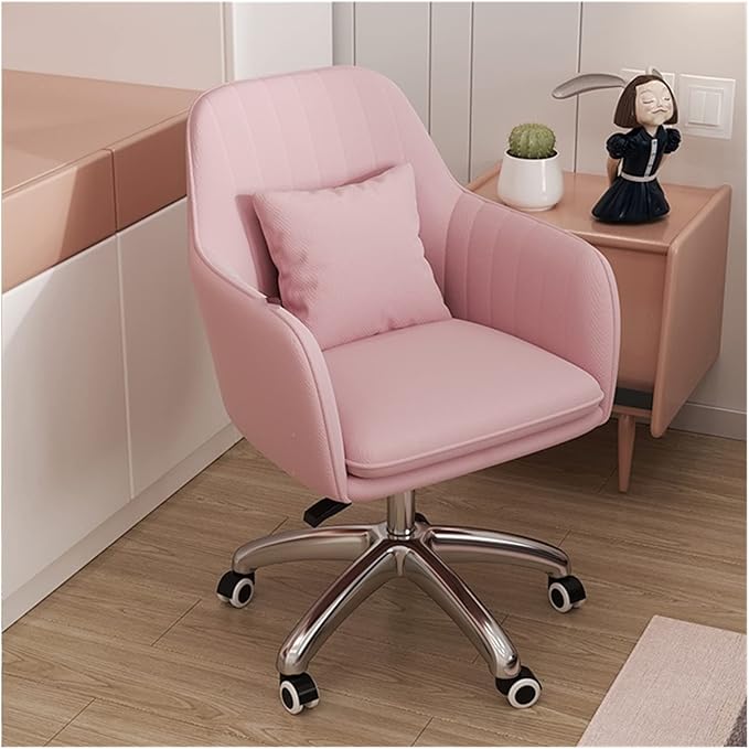 Adjustable Office Computer Chair with Armrest Office Chairs Furniture Swivel Computer Chair Creative Pink Gaming(Gray-Silver)
