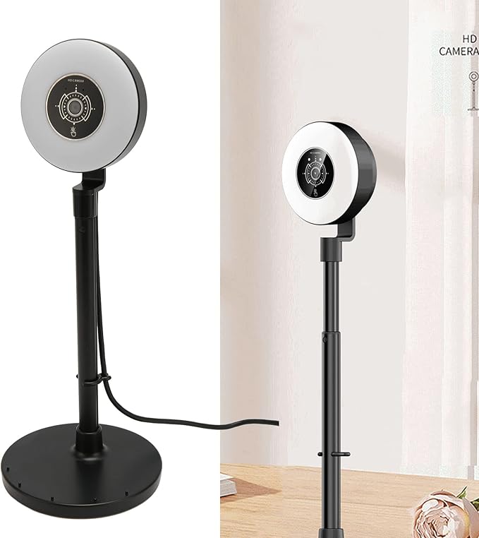 Phone Stand HD Webcam with Adjustable Light Built In Microphone USB HD 1080P Autofocus Web Cam with Retractable Pole for Online Classes Live Streaming(Black)