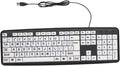 Ejoyous Large Print Computer Keyboard Wired USB White Keys Black Letters Keyboard for Visually Impaired Low Vision Individuals Full Size Keyboard for Desktop Laptop PC Gaming