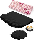 Cloud Wrist Rest Set for Keyboard and Mouse 3-Piece Memory Foam Wrist Pad with Silky Lycra Surface 2-in-1 Keyboard Wrist Rest &amp Stand Two Typing Angles Cute Cloud Desk Accessories (Classic Bla