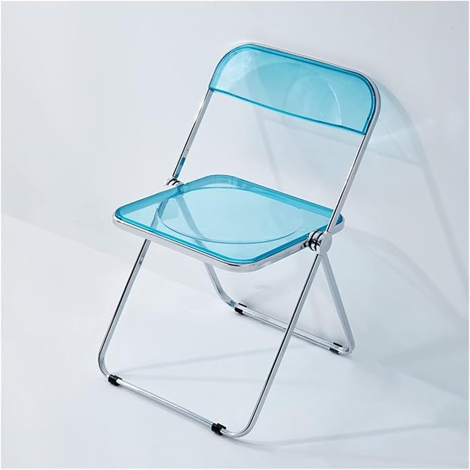 Adjustable Office Computer Chair with Armrest Dining Chairs Kitchen Folding Backrest Home Chair Transparent Furniture(Blue)