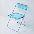 Adjustable Office Computer Chair with Armrest Dining Chairs Kitchen Folding Backrest Home Chair Transparent Furniture(Blue)