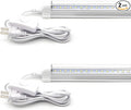 KALINA T8 V-Shape Integrated Single Fixture 2FT Led Tube Light 1680lm 6000k White 15W Utility Shop Light Ceiling and Under Cabinet Light Corded Electric with Built-in ON/Off Switch (Pack of 2)