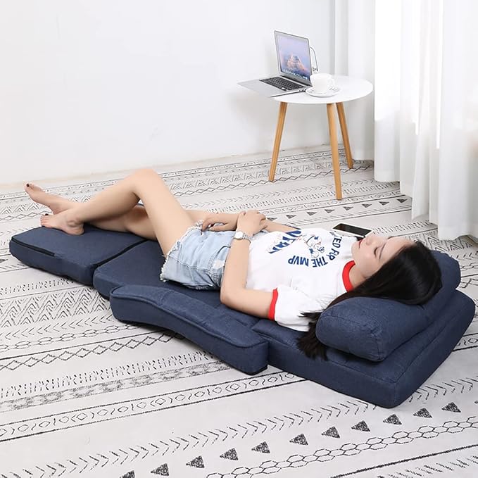 42 Position Adjustable Floor Chair Chaise Lounge Indoor Folding Lazy Sofa with Armrests and a Pillow Padded Adults Gaming Chairs for Living Room Bedroom Factory Price