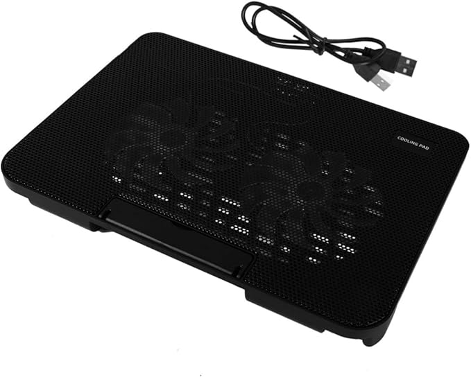 MERRYHAPY Laptop Cooling Pad Dual USB Fans Portable Notebook Cooler Stand for Enhanced Heat Dissipation Black