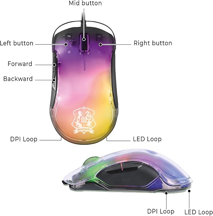 Freaks and Geeks Harry Potter Wired Gaming Mouse USB 2.0 LED Backlit Multi-Coloured