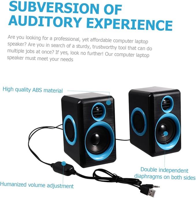 TEHAUX Mini Loudspeaker Box USB 2.0 Computer Speakers for Desktop Laptop Notebook Pc Compact Mini Speaker with Dc 5v Power Home Office Audio Accessories