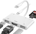 Lightning to HDMI Adapter for iPhone 6 in 1 TF &amp SD Card Reader with Charging Port HDMI Adapter to TV /Monitor/Projector/USB Drive/MIDI /Keyboard/Mouse Suitable for Meeting Speech and Teaching