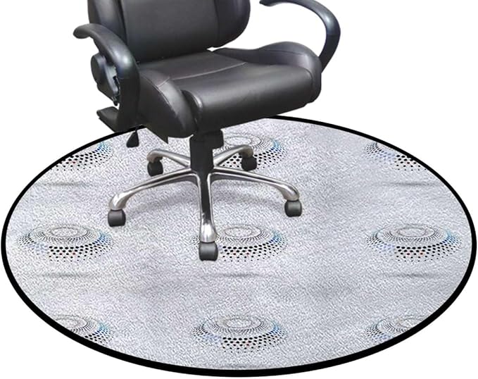 Red Grey Office Chair Cushion Mat for Hard Floors Non Slip Multi-Purpose Desk Chair Mat Rug for Hardwood Tile Floor Carpets Dots Like and Circled Design Artwork Diameter 35.4 in