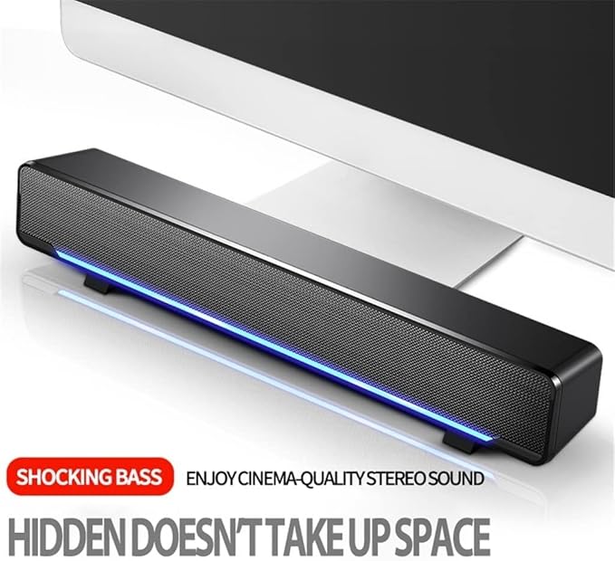 Computer Speakers Dynamic Computer Sound BarUSB Powered PC Speakers for Desktop Computer Laptop with LED Lights Plug and Play