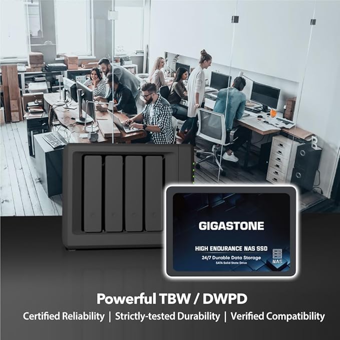 Gigastone 【NAS Certified】 High Endurance 512GB SSD for Gaming/PC/Laptop/NAS SSD TLC 24/7 Reliable 2.5 SATA Internal Solid State Drives RAID Data Storage 2.5 inches SATA 3.0
