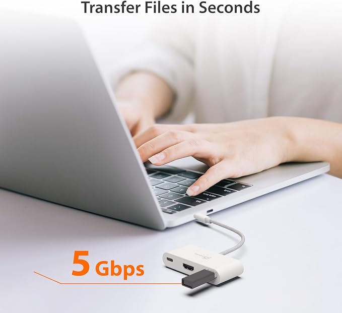 j5create USB-C to HDMI &amp USB Type-A with Power Delivery(Eco-Friendly) with 4K HDMI USB-A 5Gbps PD 100W Charging | Compatible with MacBook ProChromebookHP Samsung and more Type-C Devices(JCA37