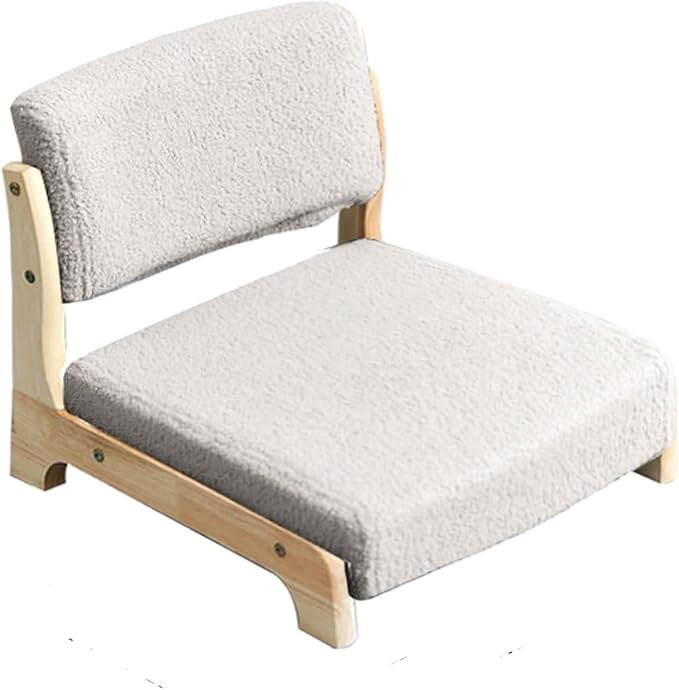BTZHY Floor Chair Solid Wood Tatami Chair Back Stool Dormitory Bed Chair Window Seat Floor Room Chair Legless Chair(G)