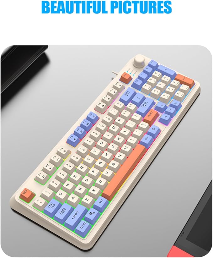 Keyboard K82 Gaming Keyboard with Three Color Backlit and Mechanical Feel 94 Keys for Gamers Computer PC Laptop Keyboars