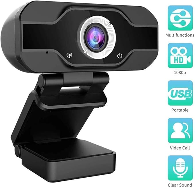 PC Webcam 1080p Full HD USB Webcam Desktop and Laptop Live Streaming Webcam with Microphone Widescreen Video Webcam for Video Calls Teaching Recording Conferencing