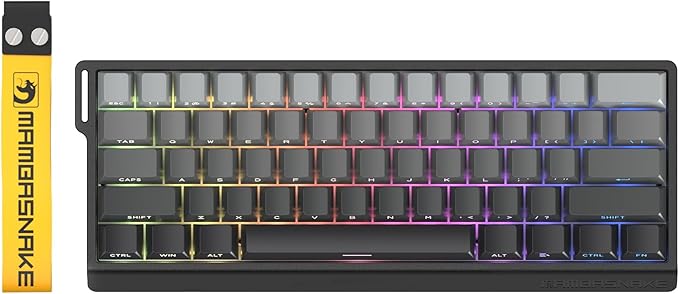 MAMBASNAKE X60 HE 60% Rapid Trigger Wireless Gaming KeyboardHall Effect Magnetic SwitchesAdjustable Actuation0.1ms Ultra-Low Latency 8KHz Polling Rate3-Mode RGBPBT Keycaps for Win/Mac-Moon Night