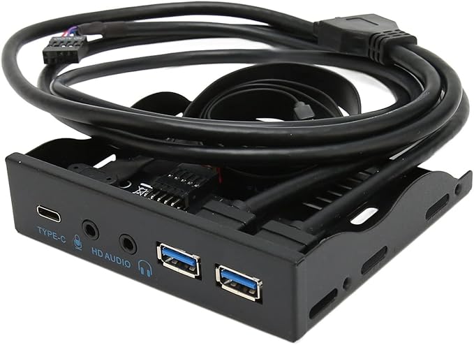 3.5 Inch Front Panel USB C Hub 10Gbps USB3.2 with 20Pin 2 Port USB 3.0 Hub and 3.5mm Audio Interface for 8 10 11