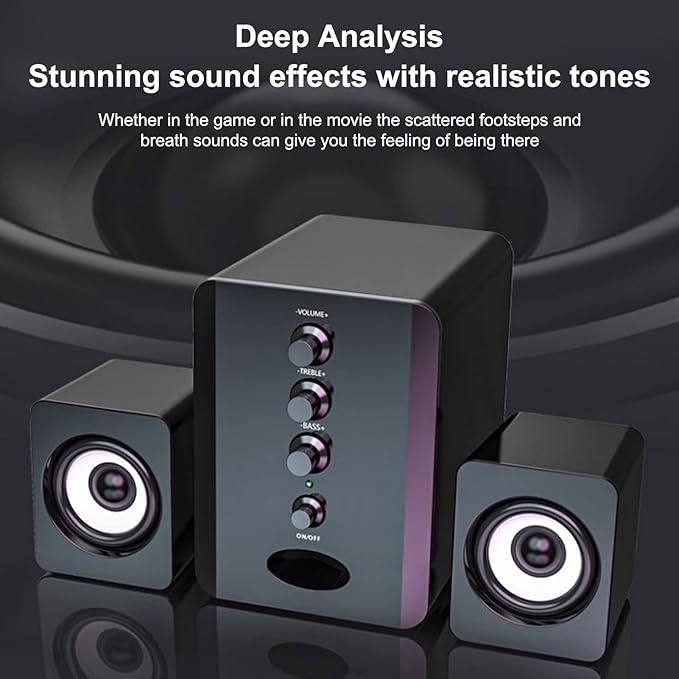 SADA D-202 Mini USB 2.1 Wired Combination Speaker Bass Music Subwoofer for Desktop Laptop Notebook Tablet PC Smart Phone (Black)