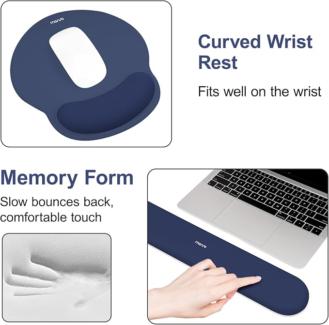 MOSISO Wrist Rest for Keyboard Mouse Pad Set Large Gaming Deskpad&ampCircle Curved Mousepad&ampKeyboard Wrist Rest&ampCoaster Ergonomic Non-Slip Mousepad&ampEasy Typing Pad with Silicone Lining
