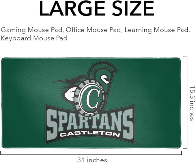 Castleton University Spartans Primary Logo Large Gaming Mouse Pad Desk Mat with Stitched Edges Non-Slip Base for Gamer Home and Office 31.5 x 15.7