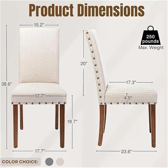 Adjustable Office Computer Chair with Armrest 1pcs Modern Stylish Fabric Upholstered High Backrest Kitchen Dining Chair with Nailhead Trim