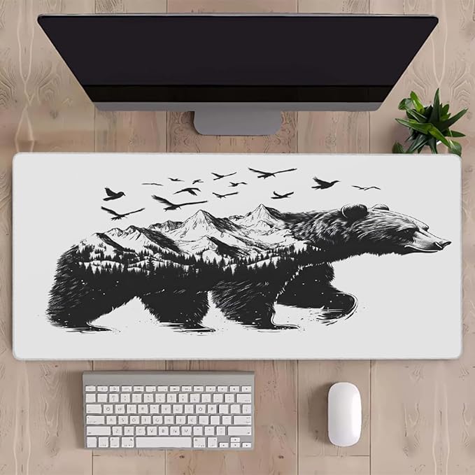 Black Forest Tree Bird Large Mouse Pad Gaming Mousepad Desk Mat for Desktop Computer Keyboard Waterproof Mouse Mat Desk Pad with Non-Slip Base for Game School Office Home 35.4 x 15.7