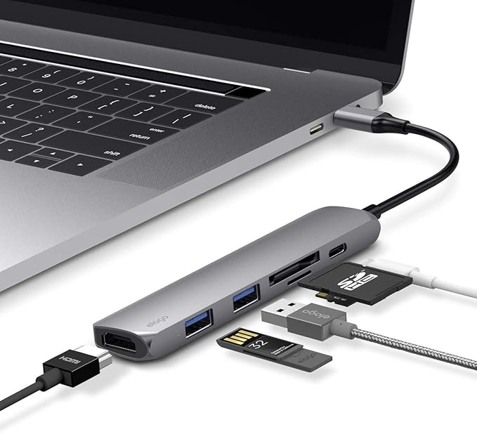 elago 6 in 1 Card Reader Compatible with MacBook Pro and Other USB Type-C Devices [4K HDMI SD+TF(Micro SD) Slot PD Charging Port 2 USB 3.0 Ports]