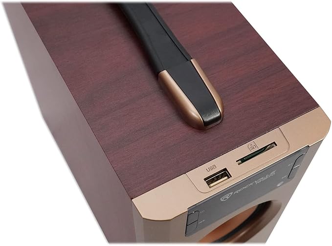 Rockville RHB70 Home Theater Compact Powered Speaker System Bluetooth/USB/SD/FM 4 Subwoofer 2.1 Channel 100W Peak Cherry Wood Finish for Home Entertainment