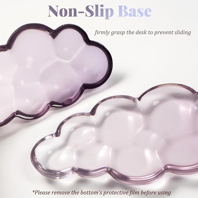 Gel Keyboard Wrist Rest Cloud Set Clear Ergonomic Wrist Support and Arm Support Keyboard Rest for Typing Pain Relief with Non-Slip Soft Washable Wrist Rest(Purple Grey)