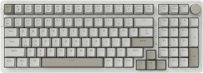 FIRSTBLOOD ONLY GAME. AK992 Retro Wired Mechanical Keyboard 98 Keys Full Layout Hot-Swappable USB Gaming Keyboard with Red Switches Multimedia Keys Knob Blue Backlit Anti-Ghosting Grey