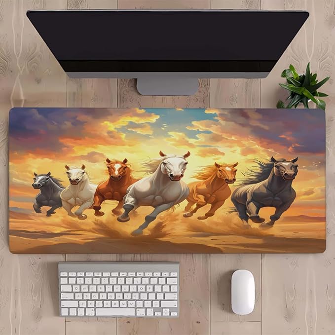 Large Fun Horse Animals Mouse Mat Computer Mousepad with Non-Slip Rubber Base Waterproof Mouse Pad Desktop Keyboard Pad for GamerHome School Laptop Office Accessories16x35.5in