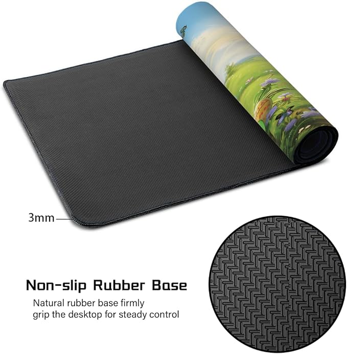 Large Easter Mouse Mat Computer Mousepad with Non-Slip Rubber Base Waterproof Mouse Pad Desktop Keyboard Pad for GamerHome School Laptop Office Accessories16x35.5inZ (212)